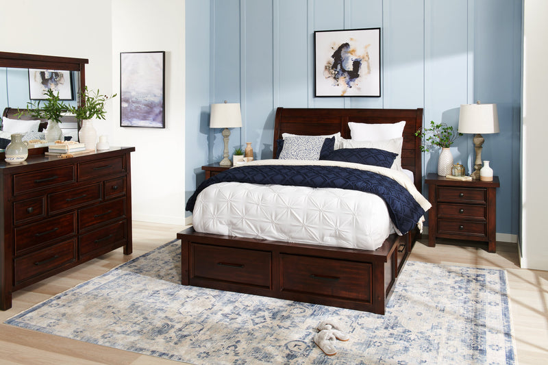 Sonoma 6pc Bedroom Set with Storage Bed, Dresser, Mirror & Nightstand, Mango Brown - King Size