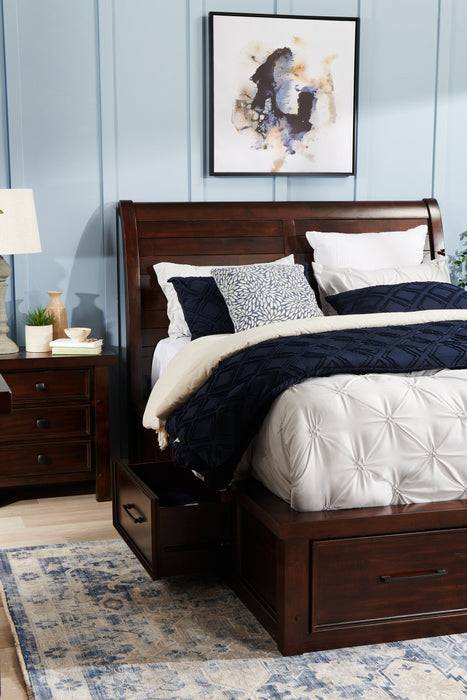Sonoma 6pc Bedroom Set with Storage Bed, Dresser, Mirror & Nightstand, Mango Brown - King Size