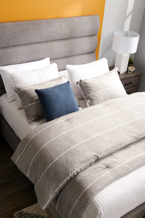 Stripes 3-Piece King Comforter Set - Grey