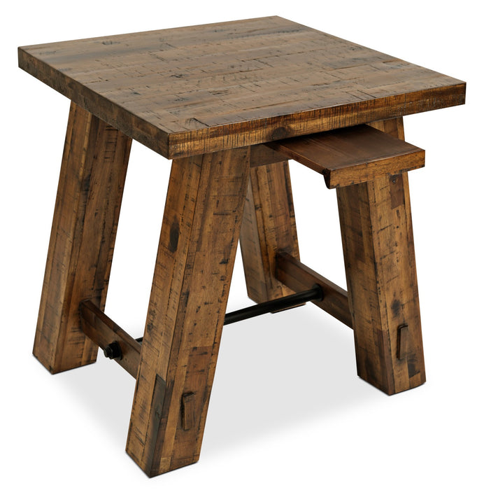 Galeveston 22\" Rustic End Table with Shelf - Brown Woodgrain Wood
