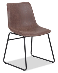 Tess Dining Chair with Leather-Look Fabric, Metal - Brown 