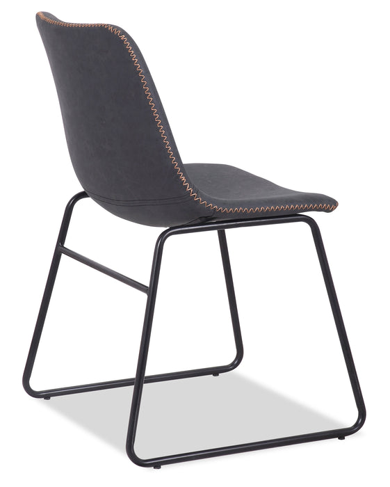 Tess Dining Chair with Leather-Look Fabric, Metal - Grey