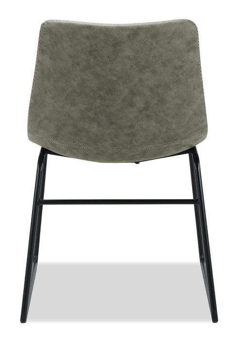 Tess Dining Chair with Leather-Look Fabric, Metal - Khaki