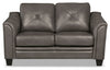 Andi 62\" Leather-Look Fabric Loveseat with Button Tufting - Grey