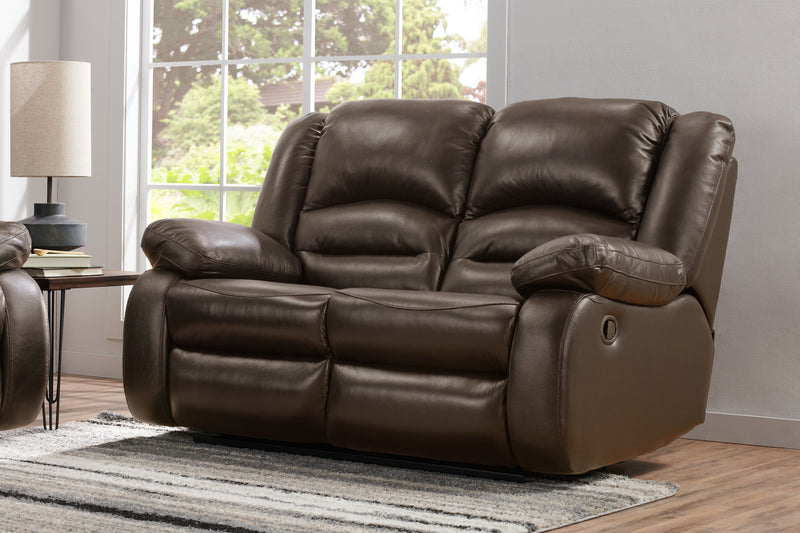Toreno 64\" Genuine Leather Reclining Loveseat - Brown