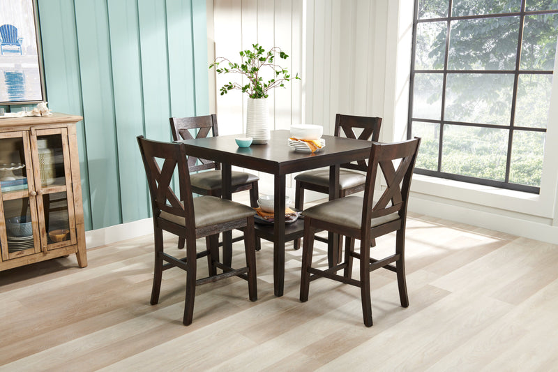 Tribeca Counter-Height Dining Chair with Vegan-Leather Fabric, Cross-Back - Grey/Brown