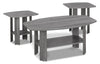 Rosario 36\" Modern 3-Pack Coffee + 2 End Tables with Shelf - Grey 