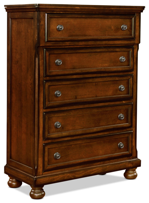 Chelsea Bedroom Chest of Drawers, 5-Drawer, 38\"W x 52\"H - Cherry Brown