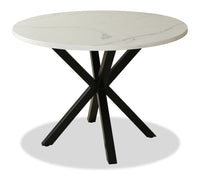 Verona Dining Table with Culture Marbled Top, Metal, Geometric Base, 42