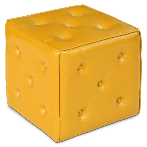 Talbott 17.5" Cube Ottoman - Yellow Faux Leather