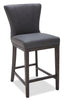 Quinn Counter-Height Stool – Grey - Contemporary style Bar Stool in Grey Rubberwood and Bonded Leather