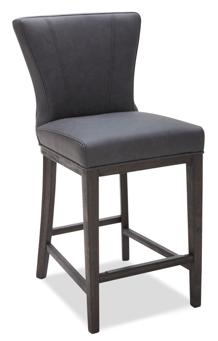Quinn Counter-Height Stool with Vegan Leather Fabric, 26\"H - Grey