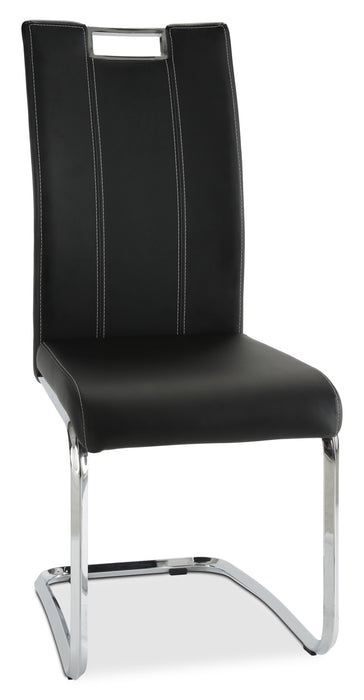 Tuxedo Dining Chair with Vegan-Leather Fabric, Metal - Black