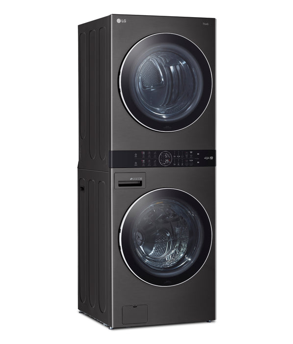 LG 5.2 Washer/7.4 Dryer Cu. Ft. Front-Load High-Efficiency Steam Washtower™ - Black Steel - WKEX200HBA