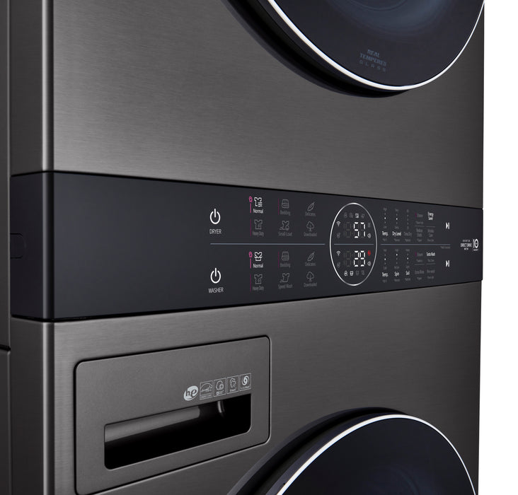 LG 5.2 Washer/7.4 Dryer Cu. Ft. Front-Load High-Efficiency Steam Washtower™ - Black Steel - WKEX200HBA