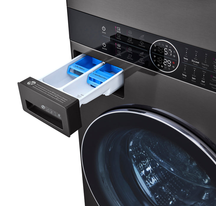 LG 5.2 Washer/7.4 Dryer Cu. Ft. Front-Load High-Efficiency Steam Washtower™ - Black Steel - WKEX200HBA