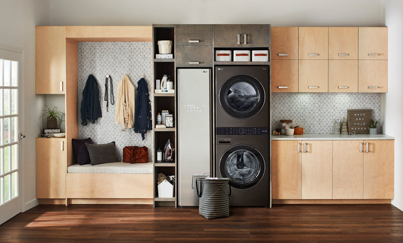LG 5.2 Washer/7.4 Dryer Cu. Ft. Front-Load High-Efficiency Steam Washtower™ - Black Steel - WKEX200HBA
