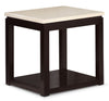 Sicily 22\" Modern End Table with Shelf - Dark Brown Base with Beige Marble Look Top