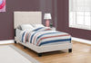 Tara Twin Bed – Beige - Contemporary style Bed in Beige Rubberwood and Polyester Linen