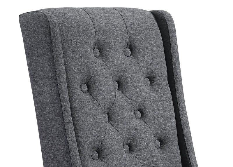 York Dining Chair with Linen-Look Fabric & Nailhead Trim - Grey