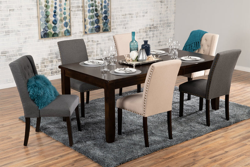 York Dining Chair with Linen-Look Fabric & Nailhead Trim - Taupe