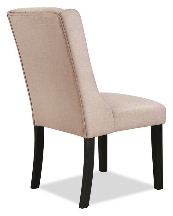 York Wing-Back Dining Chair with Linen-Look Fabric, Button Tufted - Taupe