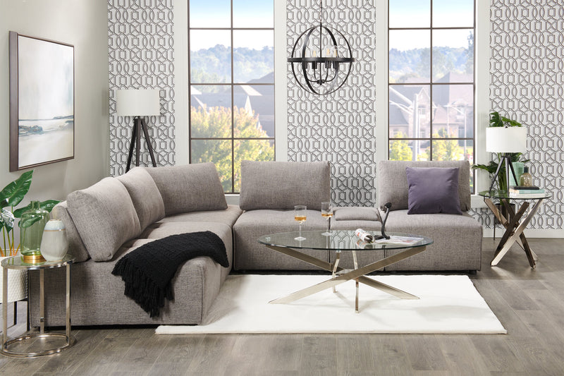 Zila 24\" Modern Round Glass Top End Table - Silver with Stainless Steel Base